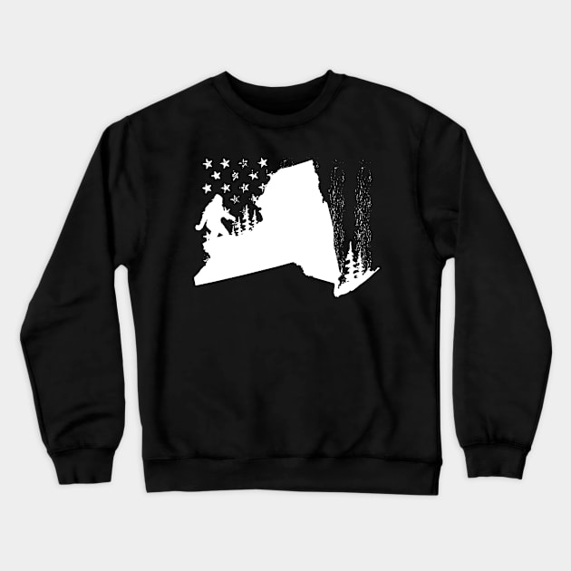 New York Bigfoot American Flag Crewneck Sweatshirt by Tesszero